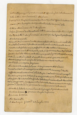 Manoscritto di Lorenzo Bicchiero