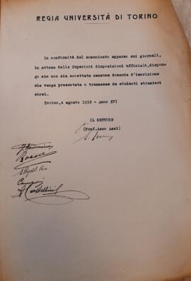 Circolari sugli studenti di razza ebraica