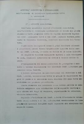Relazioni annuali sull'attività didattica e scientifica di Biblioteche, Cliniche, Istituti, Labor...